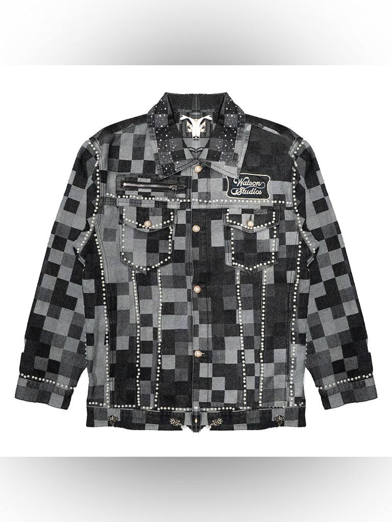 Watson Studios Pearl Quote Denim Jacket Size Medium Nwt